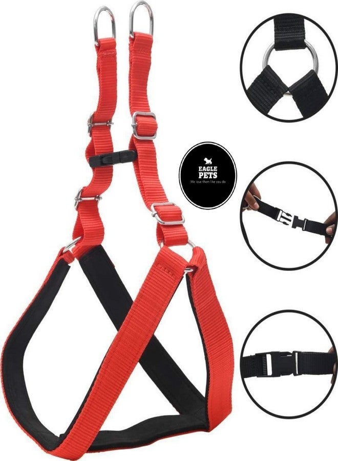 Eagle Pets Nylon Padded Eagle Pets Adjustable Dog Harness & Leash 1 Inch for Medium Size Pet (Chest Size : 24-29 Red & Black) (Red & Black, Large) - Image 2